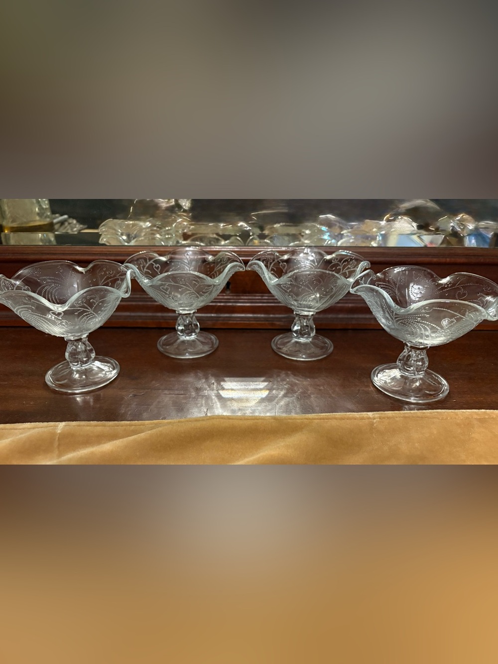 Southern Living Clear Etched Glass Dessert Compotes - Pair